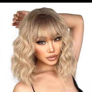 COPY - Blonde Short Synthetic Wig with Bangs - 14 inch